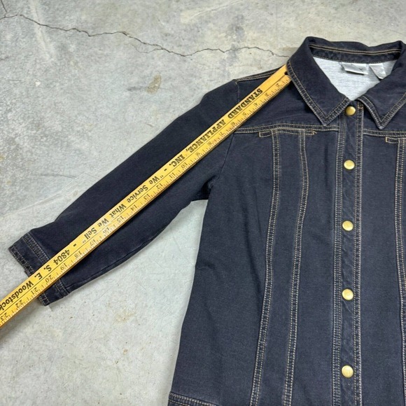 Chico's Zenergy Denim Chambray Button Up Jacket Womens Size 1 Dark Gray - Picture 5 of 6